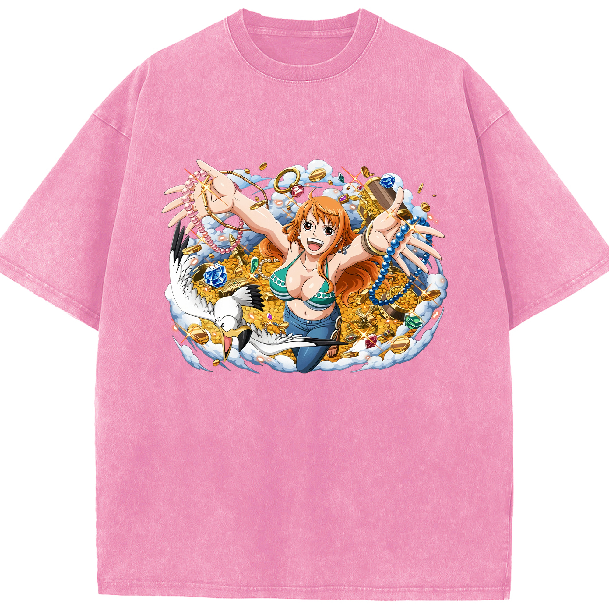 ワンピース ナミ ONE PIECE Nami 綿100% ヴィンテージ風 半袖Tシャツ（フロントプリント）